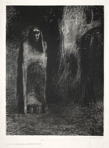 The Night: The Man Was Alone in a Night Landscape, 1886. af Odilon Redon Lemercier and Cie.