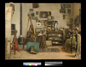 Besøg på malerens arbejdsværelse, 1865-75