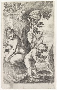 Venus ser på Amor og laver en bue Scener med Venus og Amor (serietitel) Scherzi d