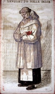 Religiøs orden: en benediktinermunk. Stik i O. Fialetti. 16. århundrede.