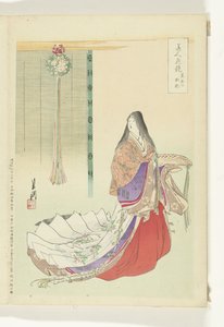 Heian ventedame Sammenligninger mellem skønheder og blomster (serietitel) Bijin hana kurabe (serietitel på objekt) af Ogata Gekko