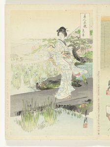 iris have Sammenligninger mellem skønheder og blomster (serietitel) Bijin hana kurabe (serietitel på objekt) af Ogata Gekko