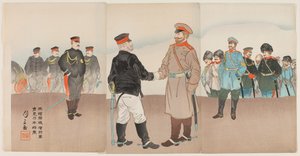The Raising of the Siege of Port Arthur: General Stossel-møde med general Nogi af Ogata Gessan