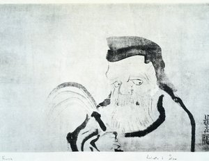 Portræt af gammel mand, tegning af Ogata Korin (1658-1716), blæk på silke, japansk civilisation, Edo-perioden af Ogata Korin