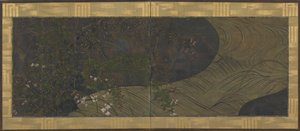 Rindende vand, efterårsgræsser og blomster, Edo-periode, slutningen af 1600-begyndelsen af 1700-tallet. af Ogata Korin