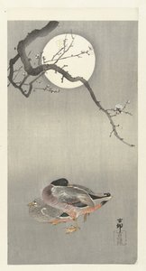 Ænder ved fuldmåne af Ohara Koson
