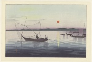 Kalastusveneet auringonlaskun aikaan af Ohara Koson