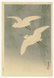 Små hejrer på flugt af Ohara Koson