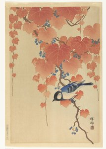 Stormejse på paulownia-gren af Ohara Koson
