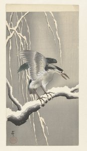 Kvak på sneklædt gren af Ohara Koson
