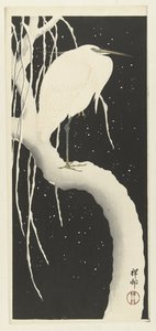 Hejre i sne af Ohara Koson