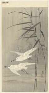 To hejre på flugt af Ohara Koson