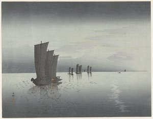 fiskerbåde af Ohara Koson