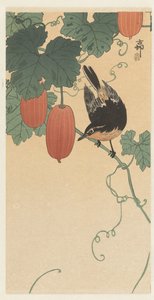 Fugl og persimmon af Ohara Koson