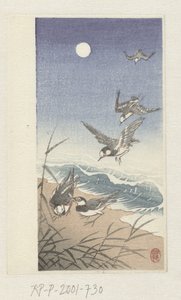 Fugle ved fuldmåne af Ohara Koson