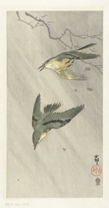 Sangfugle i regnen af Ohara Koson