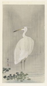 Hejre i regn af Ohara Koson