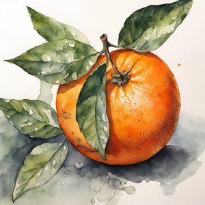 Frisk appelsin i akvarel