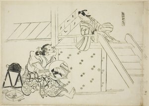 A Woman Nomori (Onna Nomori), nr. 11 fra en serie på 12 tryk, der skildrer parodier på skuespil af Okumura Masanobu