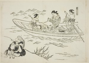 Eguchi og kærlighedens fiskerbåd (Koi no tsuribune Eguchi), nr. 4 fra en serie på 12 tryk, der viser parodier på skuespil af Okumura Masanobu