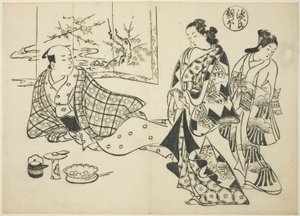 Kiritsubo-kapitlet fra "The Tale of Genji" (Genji Kiritsubo), fra en række Genji-parodier af Okumura Masanobu