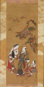 Yukihira og Two Brinemaidens at Suma, 1700-tallet. af Okumura Masanobu