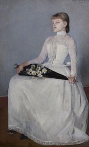 Fra en gåtur eller dame i en hvid kjole