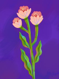 Farverigt blomstertrio af Olga Skomorokhova