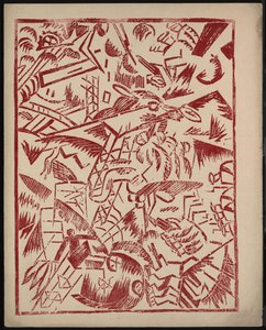 Illustration til bogen The War af Aleksey Kruchenykh, 1916 af Olga Rozanova
