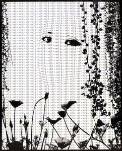 Kærlighedsligning , 2018 (Fotooverførsel med bivoks på træ) af Olivia Gozzano