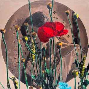 Eclipsed Portrait, 2021 (blandede medier på lærred) af Olivia Gozzano