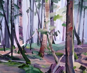 Skov 22,2017 (akryl på lærred) af Olivier Morel
