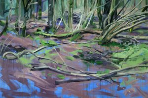 Skov 2, 2014 (akryl på lærred) af Olivier Morel