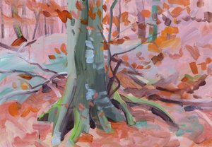 Skov 32,2018 (akryl på lærred) af Olivier Morel