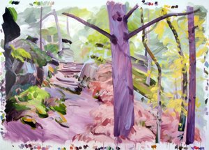 Skov 35,2018 (akryl på lærred) af Olivier Morel