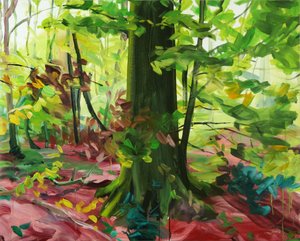 Skov 3, 2014 (akryl på lærred) af Olivier Morel
