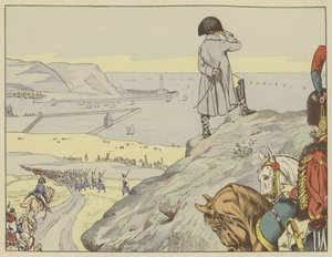I lejren i Boulogne kiggede Napoleon konstant over kanalen mod England, september 1803 af Onfray de Breville Job