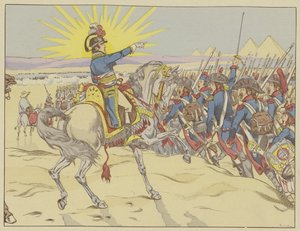 Napoleon inspirerede sine tropper i slaget ved pyramiderne, Egypten, 21. juli 1798