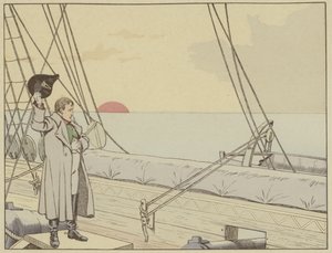Napoleon om bord på HMS Bellerophon efter at have overgivet sig til briterne, 15. juli 1815 af Onfray de Breville Job
