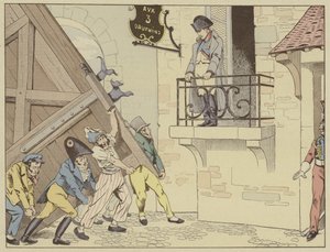 Byen Grenoble åbner sine porte for Napoleon ved hans tilbagevenden fra eksil på Elba, 7. marts 1815 af Onfray de Breville Job