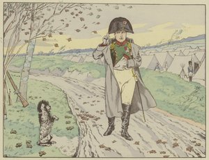 Soldaterne fra den gamle garde trænede deres hunde til at hilse kejseren, som returnerede deres hilsener, 1805 af Onfray de Breville Job