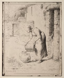 En kvinde tømmer en spand af Orazio Borgianni