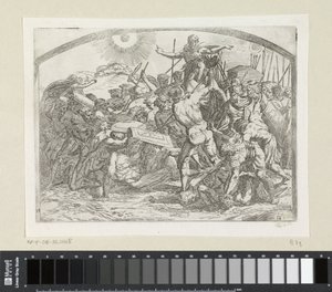 Joshua befaler solen og månen at stå stille Malerier i Raphaels Loggia (serietitel) af Orazio Borgianni