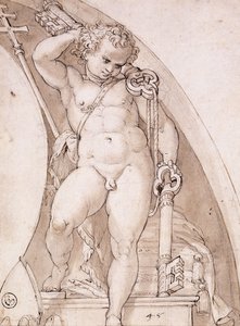 A Standing Putto Holding the Papal Keys: A Study for a Lunette, c.1575 af Orazio Samacchini
