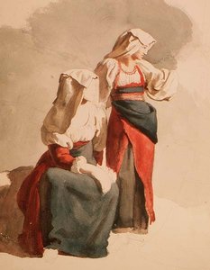 Italienske bondepiger, ca. 1834 (akvarel)