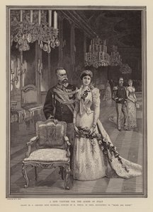 Ny kjole til Margherita af Savoyen, dronning af Italien (gravering) af Oreste Cortazzo