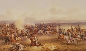 En eskadron af 10. husarer besejrer russerne ved Tchernaya, 16. august 1855, ca.1890