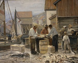 Fiskemarked i Ålesund (olie på lærred)