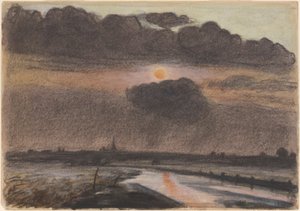 Solnedgang ved floden