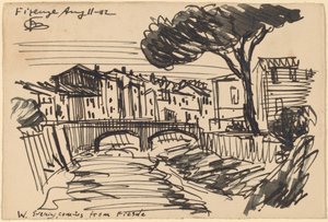 Arno om aftenen, Firenze af Oscar F. Bluemner